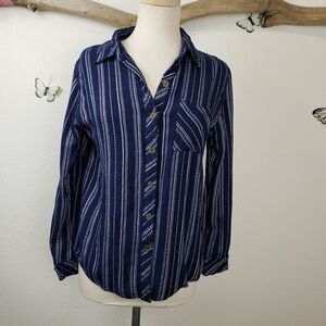 Ash and ember western style striped flannel top